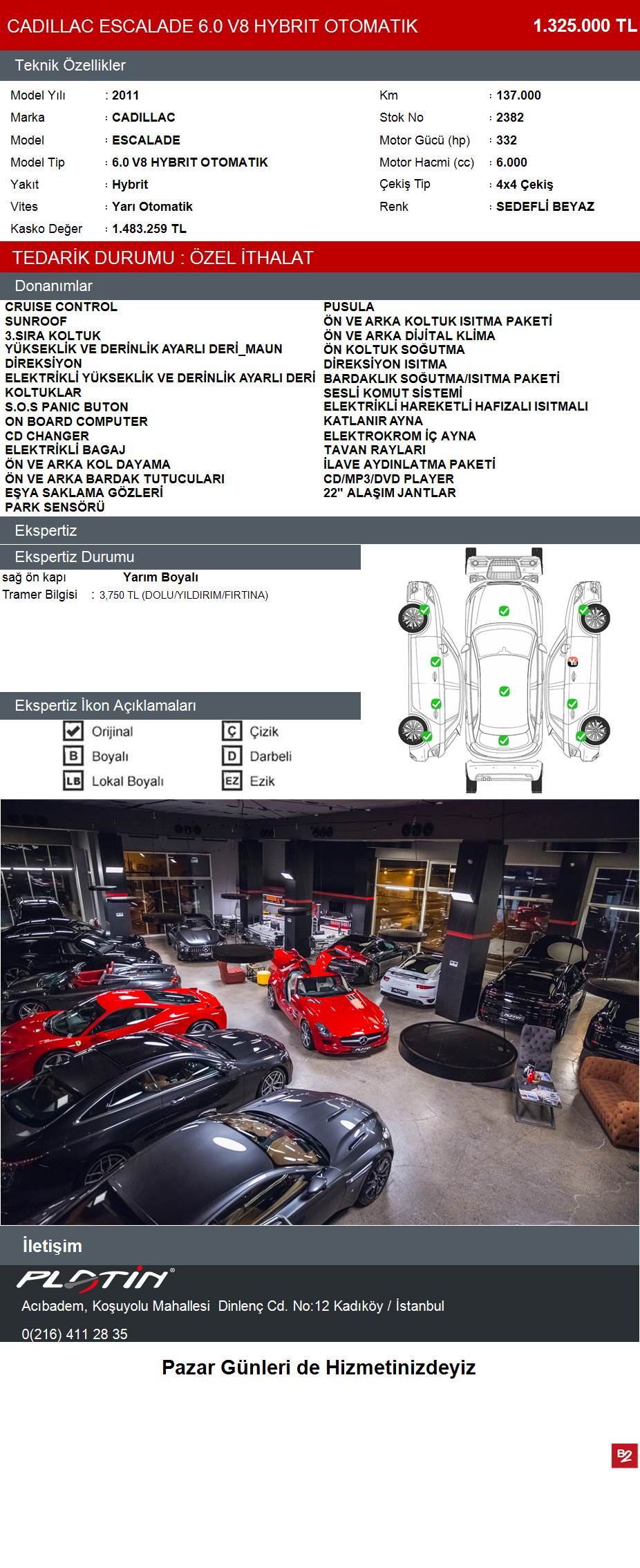 galeriden cadillac escalade 6 0 v8 hybrid 2011 model istanbul 251 170 km beyaz 18459379 arabam com